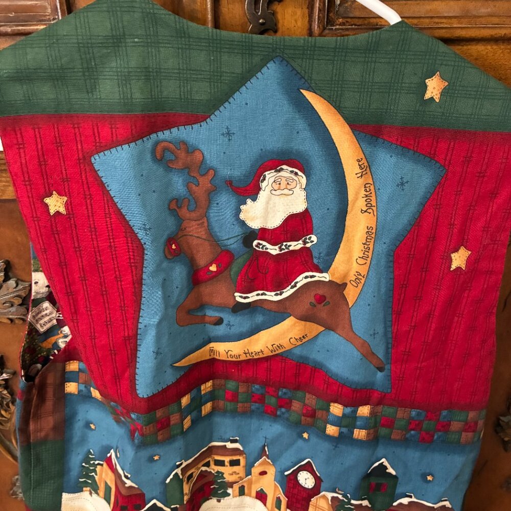 Handmade Christmas Vest Reversible M-L Bears Santa Village Women's Cottagecore. - Picture 4 of 8
